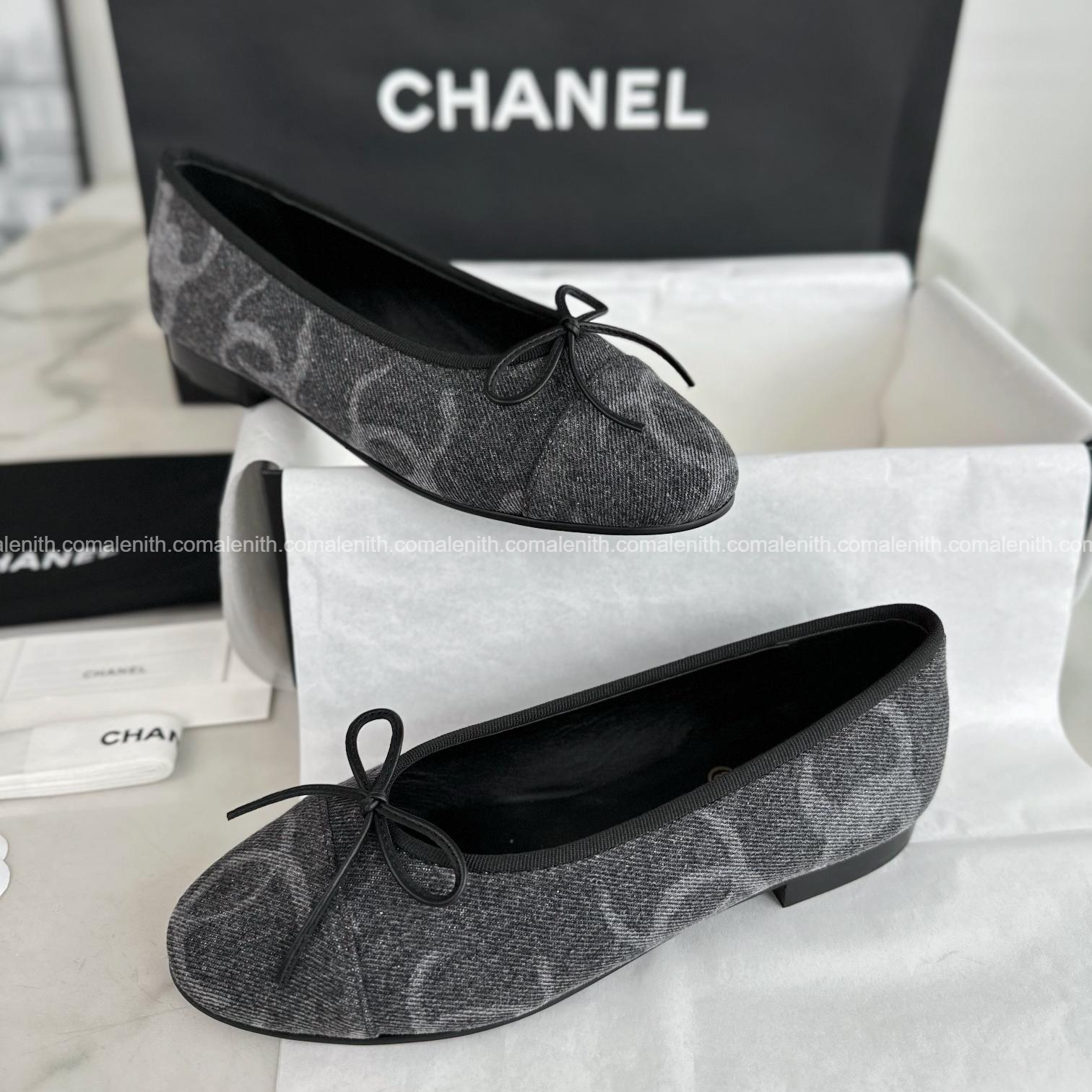 Chanel 24K Denim Print Ballet Flats